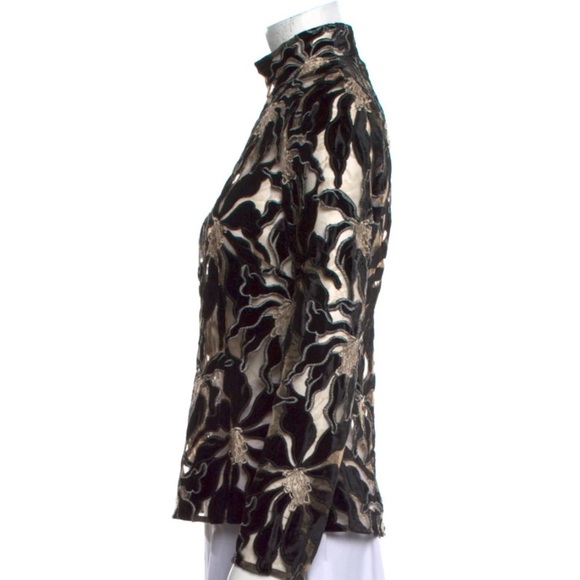 NWT BEAUFILLE Floral Print Mock Neck Blouse w/ Tags - Picture 2 of 8